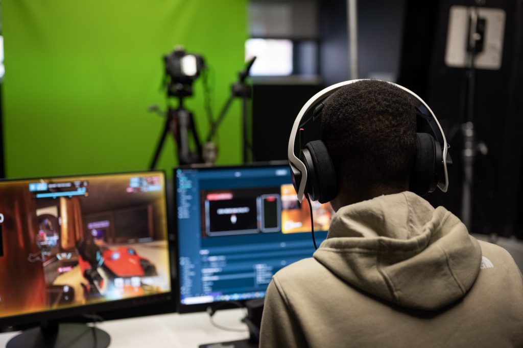 student watching computer screen