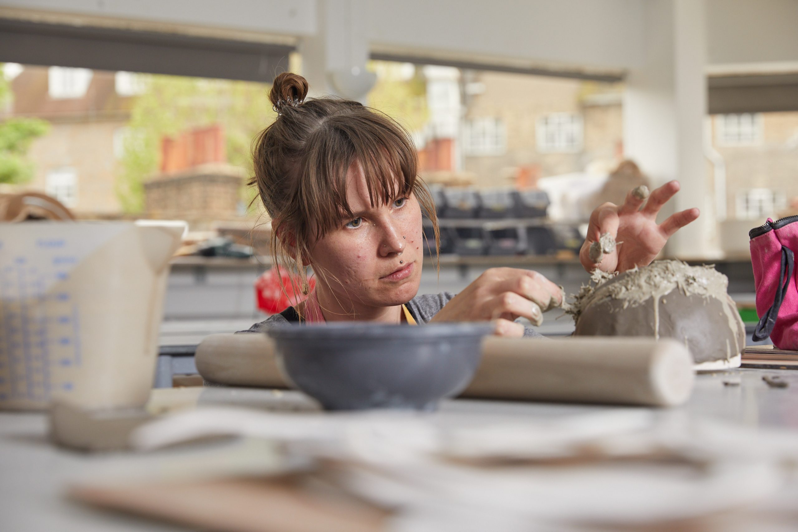 Young women in ceramics studio